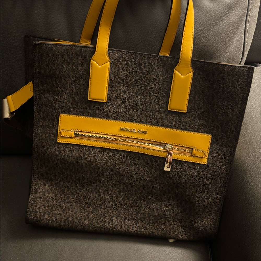 Michael Kors Yellow and Brown Tote